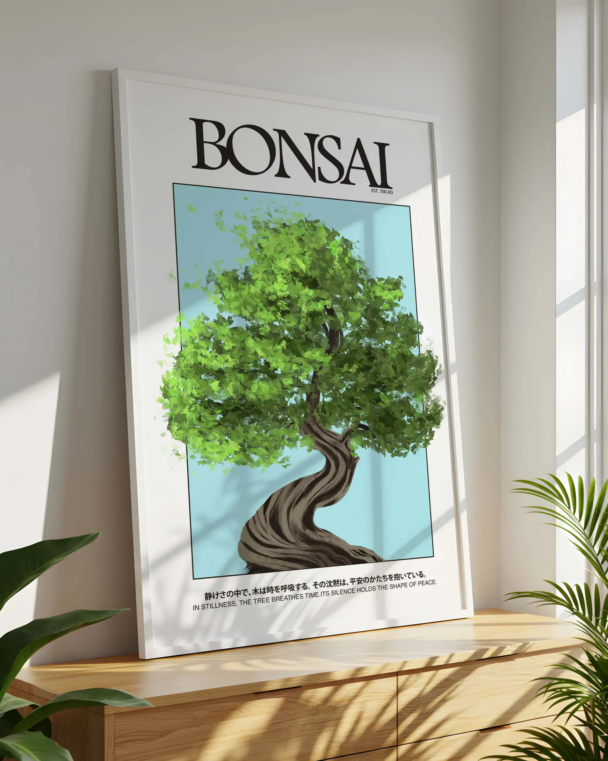 Bonsai Tree Poster – Minimal Japanese Nature Wall Art