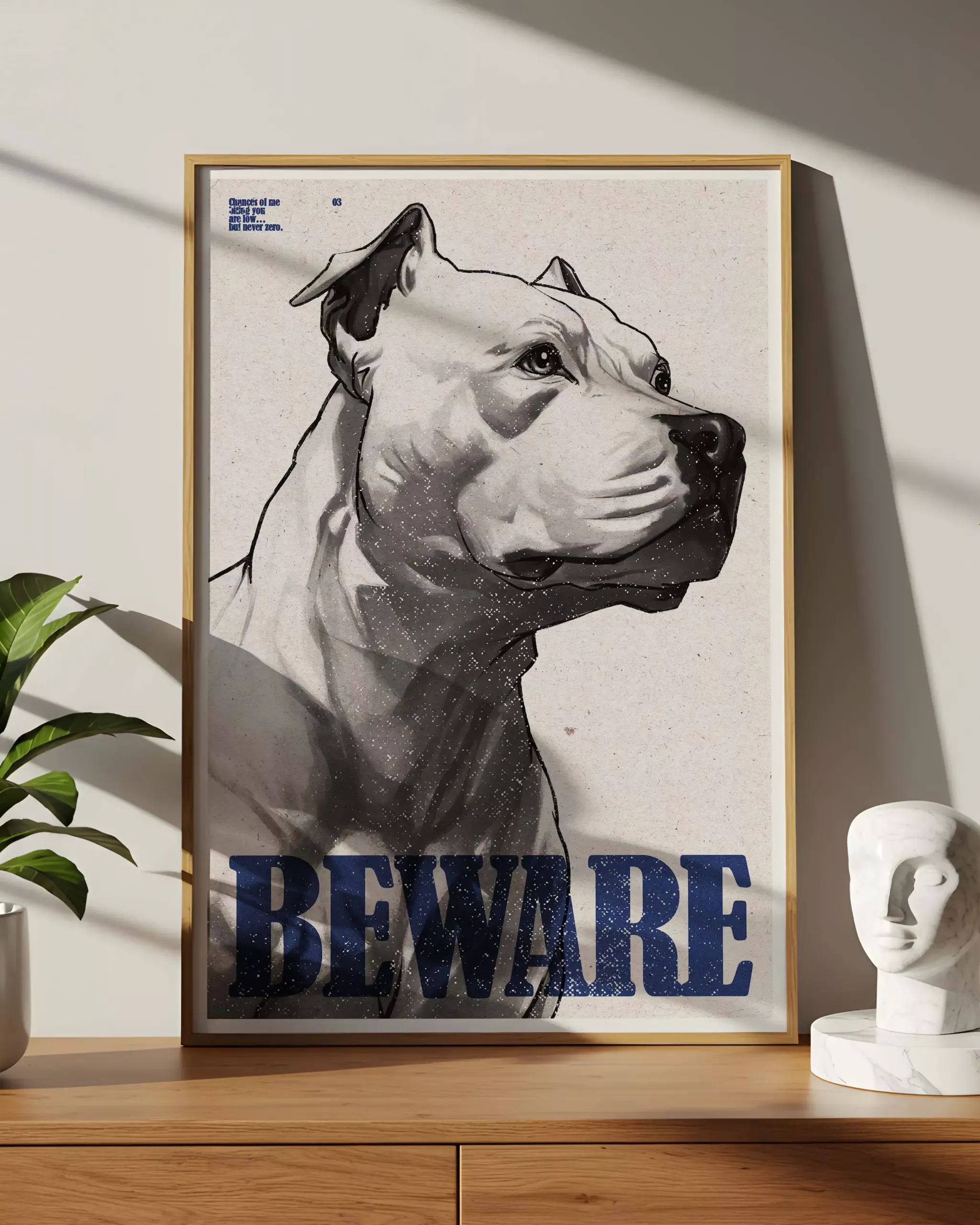 Beware Poster – Bold Dog Art Wall Poster