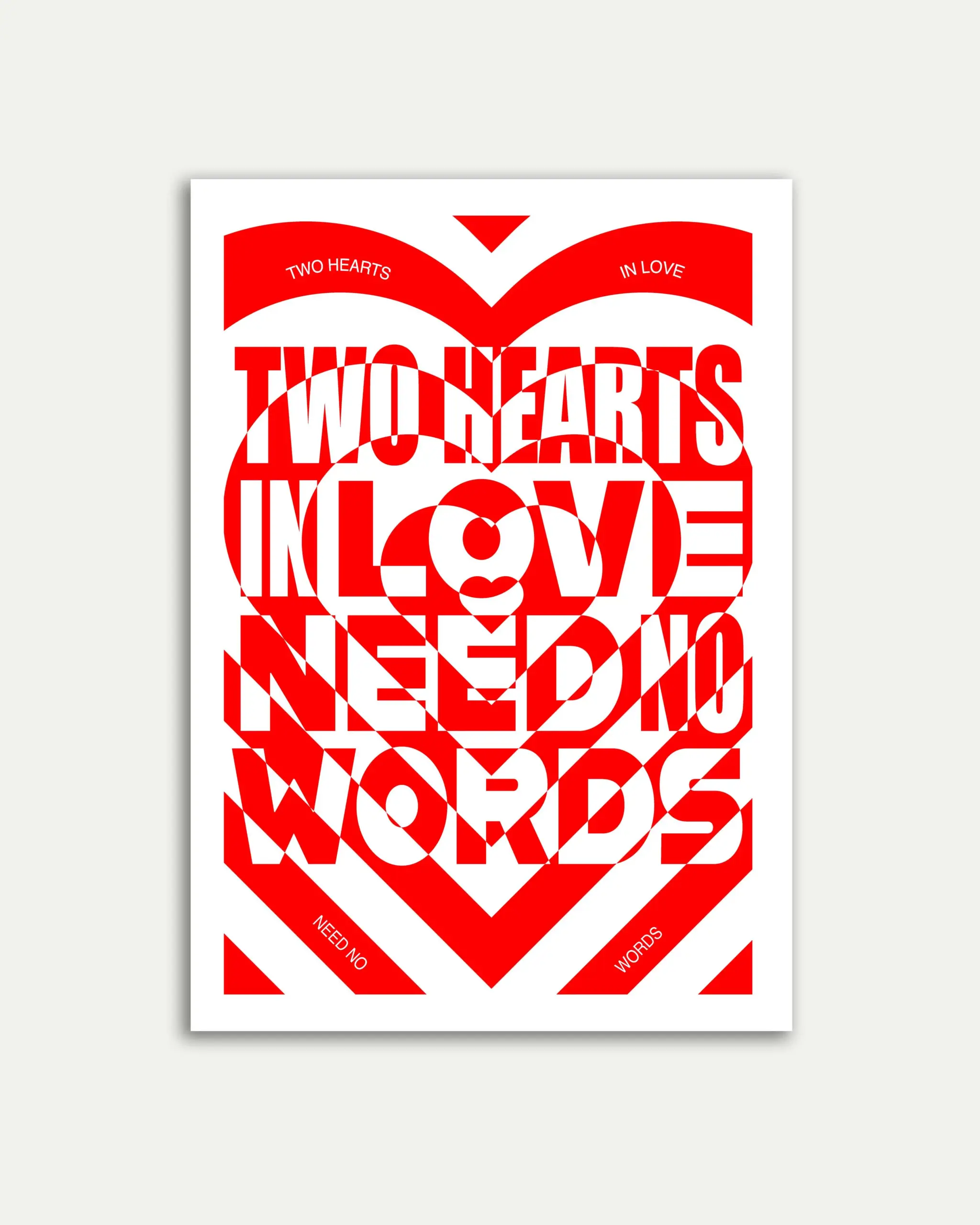 Two Hearts in Love Typography Poster | Romantic Wall Art for Couples