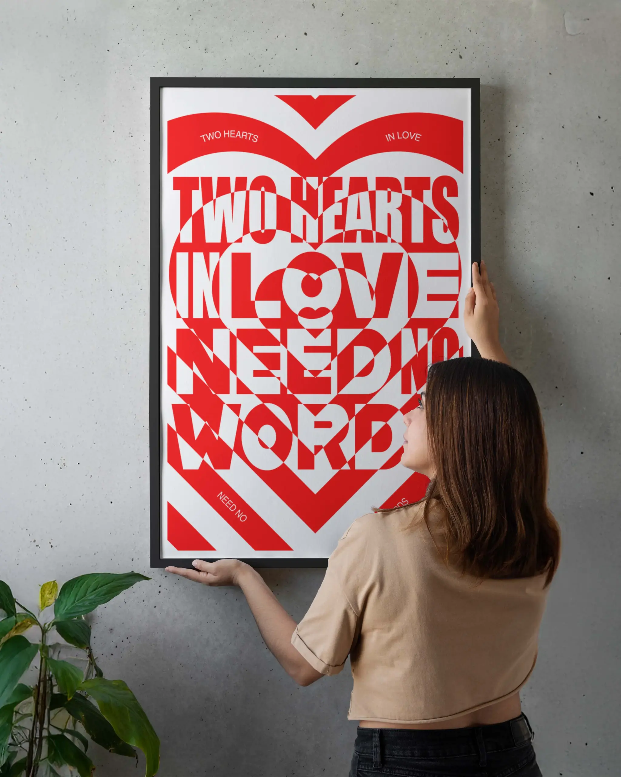 Two Hearts in Love Typography Poster | Romantic Wall Art for Couples