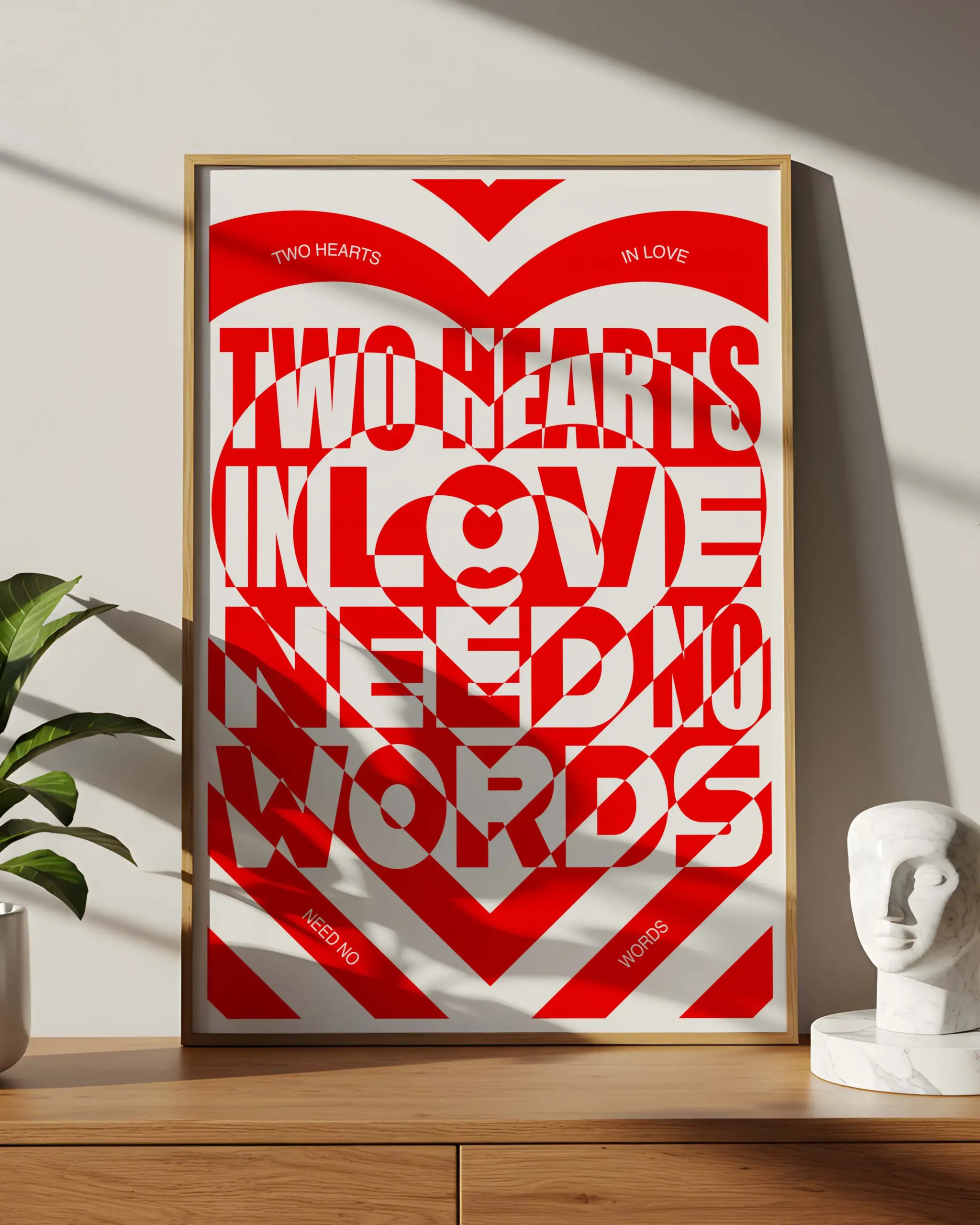 Two Hearts in Love Typography Poster | Romantic Wall Art for Couples
