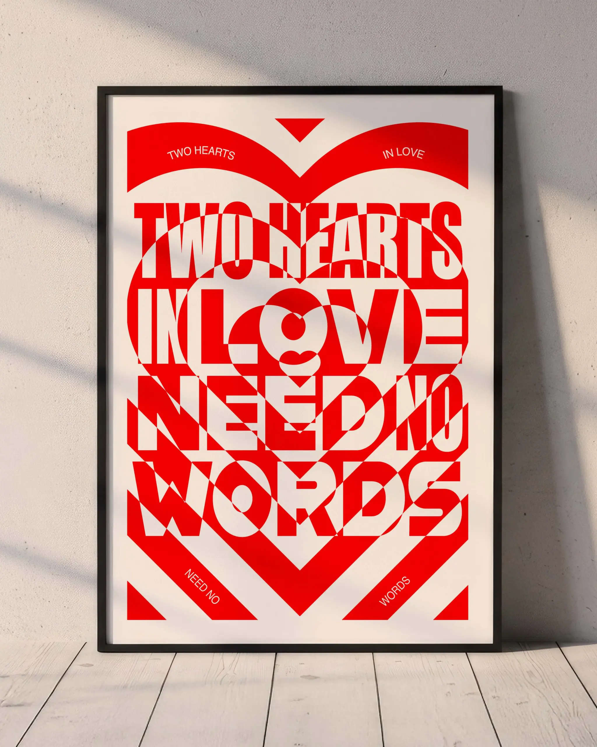Two Hearts in Love Typography Poster | Romantic Wall Art for Couples